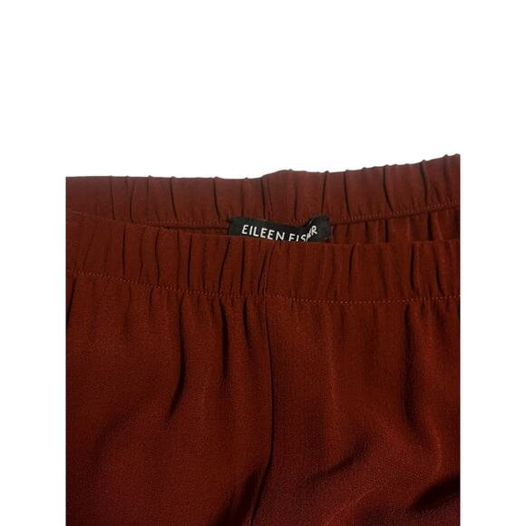 Eileen Fisher Silk Georgette Crepe Straight Pant | Sz L, Redwood NWT $248 - Picture 4 of 9